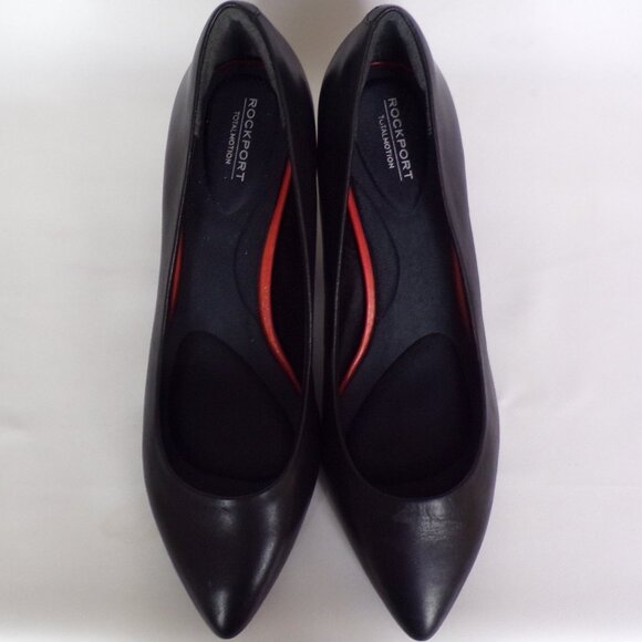 ROCKPORT TOTAL MOTION size 10 black mid-heel point-toe pumps cushioned insoles - Picture 10 of 14